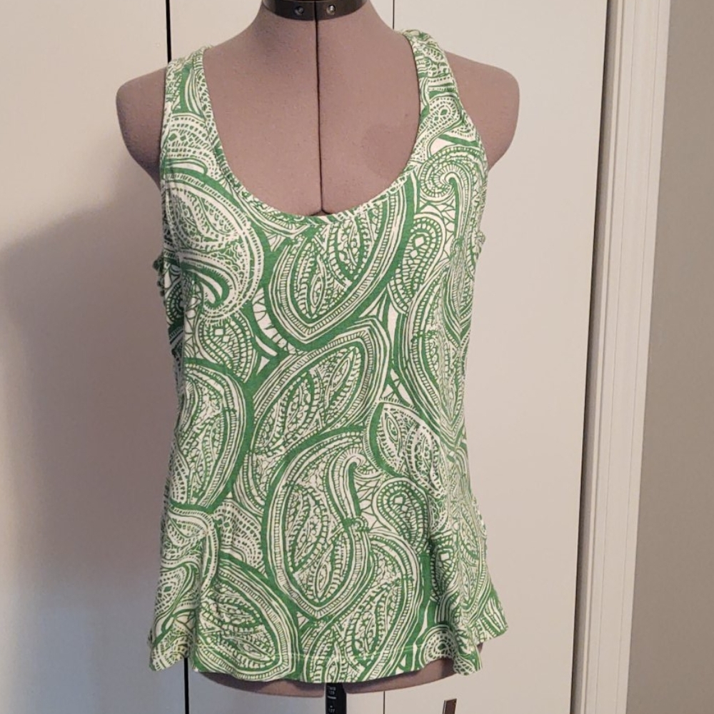Banana Republic Green Patterned Tank Top sz L